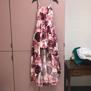 Strapless pink floral-print dress from JC Penny